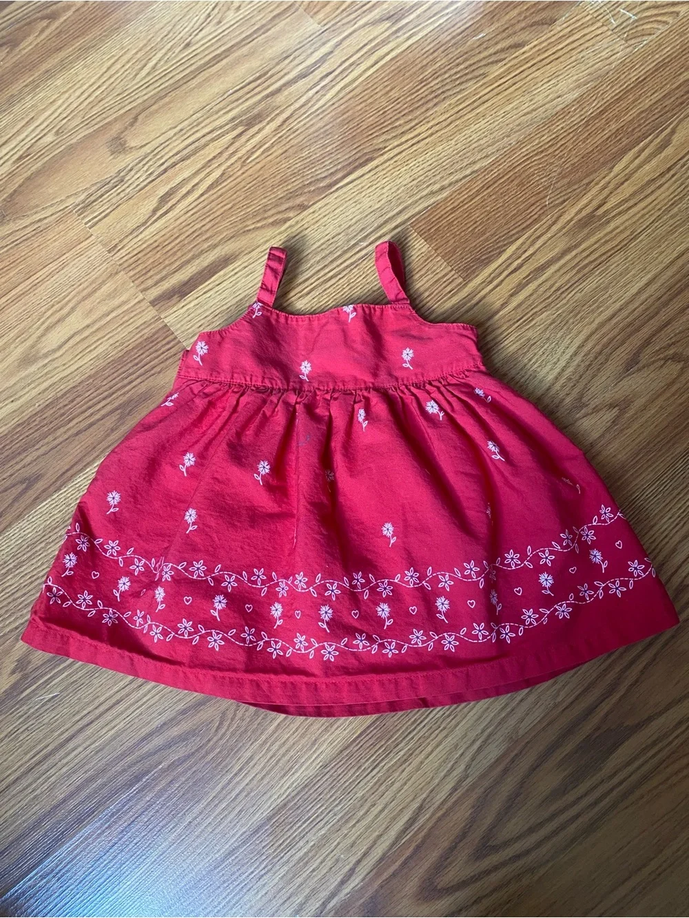 Y2K Red Floral Embroidered Sundress Top for Kids